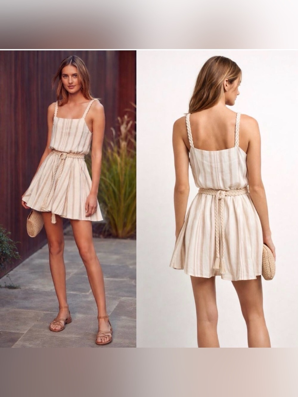 Alexis Dimma Striped Linen Sleeveless Mini Dress Medium Resort Wear